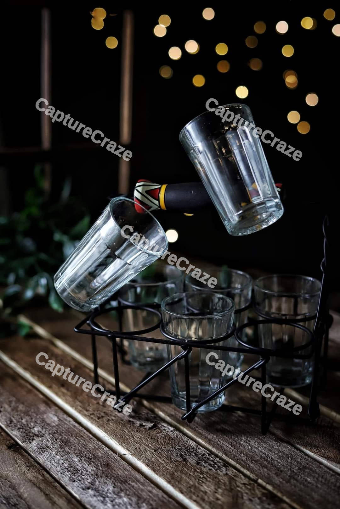 Two glasses floating